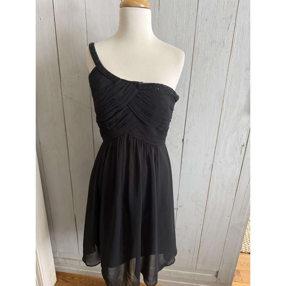 Calvin Klein Women's 6 Black One-Shoulder‎ Beaded Bustline Cocktail Dress New